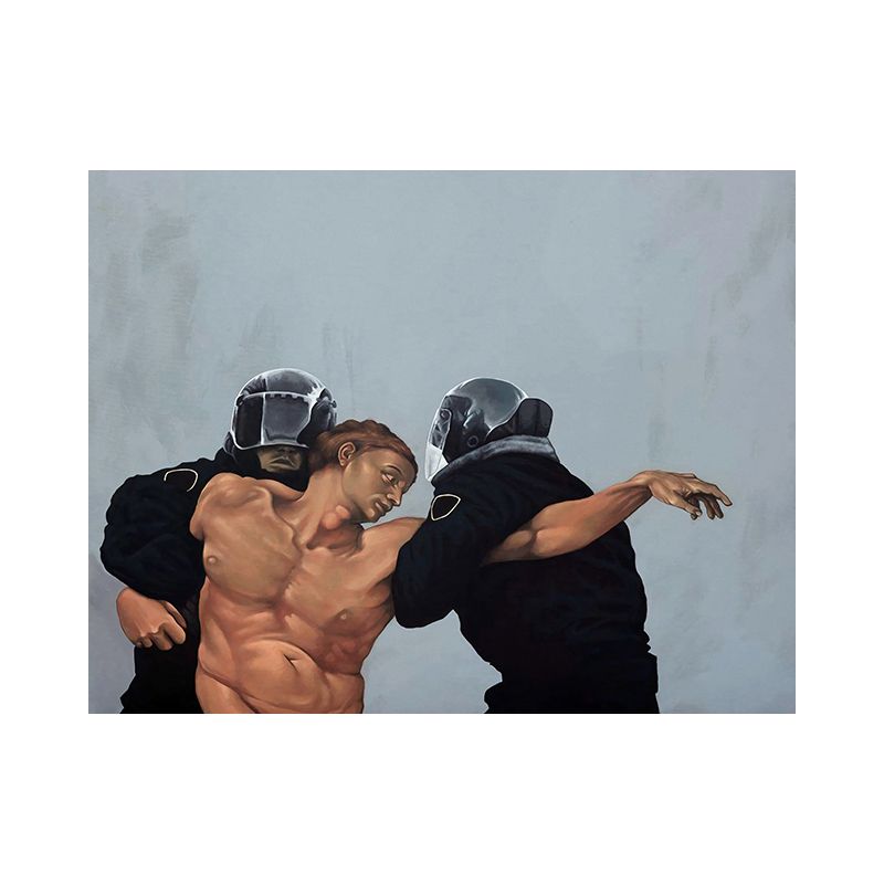 Black Retro Wall Decor Painting Print Caught by the Police Canvas Art for Bedroom