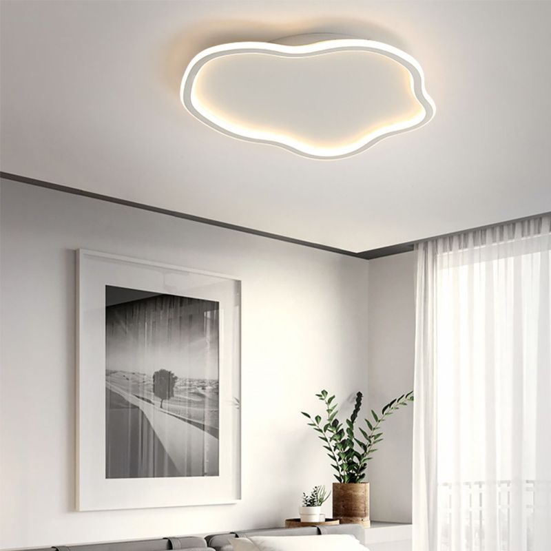 White Shaded Ceiling Light LED Acrylic Modern Flush Mount Lighting for Foyer