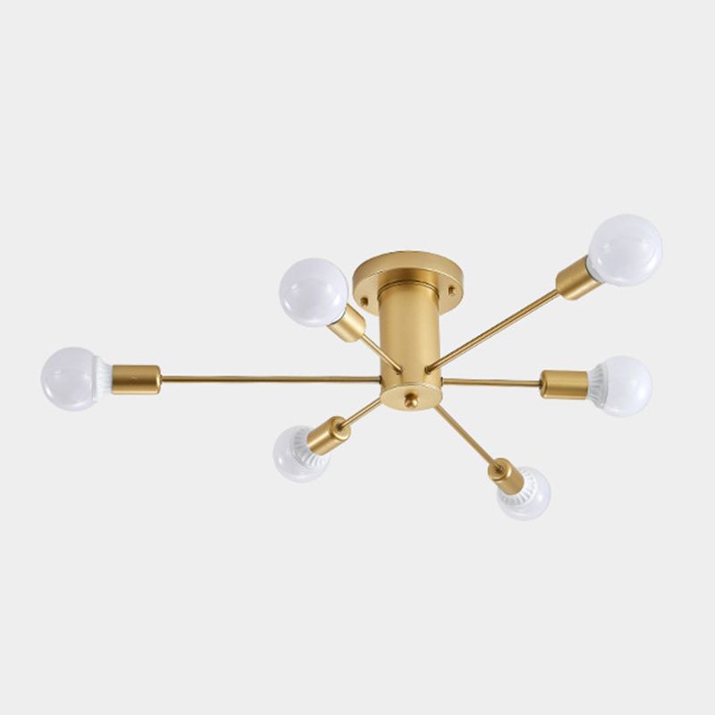 Modern Flush Mount Ceiling Light Golden Metal Lighting for Home