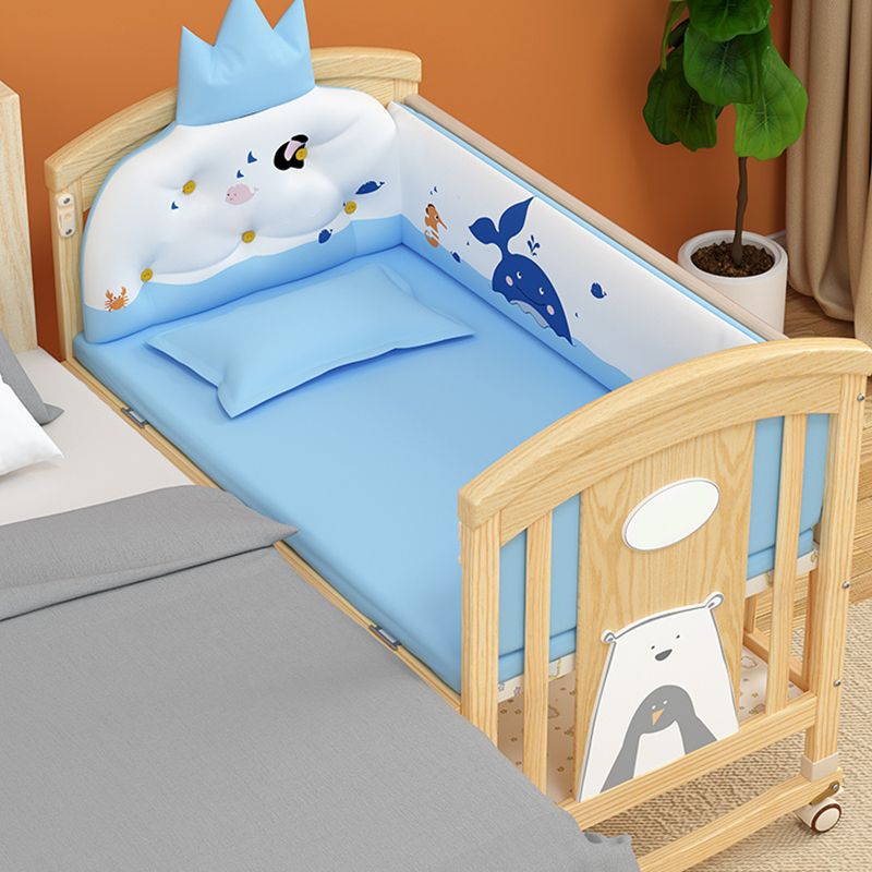 Convertible Modern Baby Crib Pine Arched Crib Nursery Bed with Storage