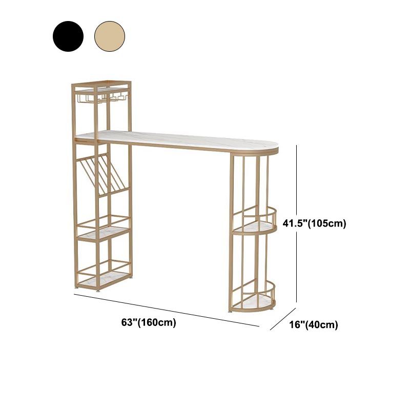 Modern Indoor Stone Cocktail Bar Table Wine Rack Double Pedestal Bistro Bar Table