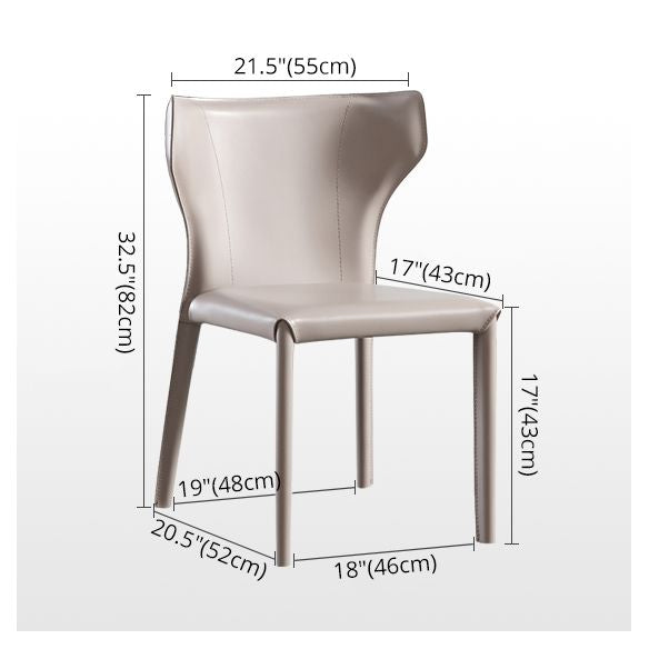 Modern Contemporary Leather Dining Chair Pure Color Wingback Side Chair