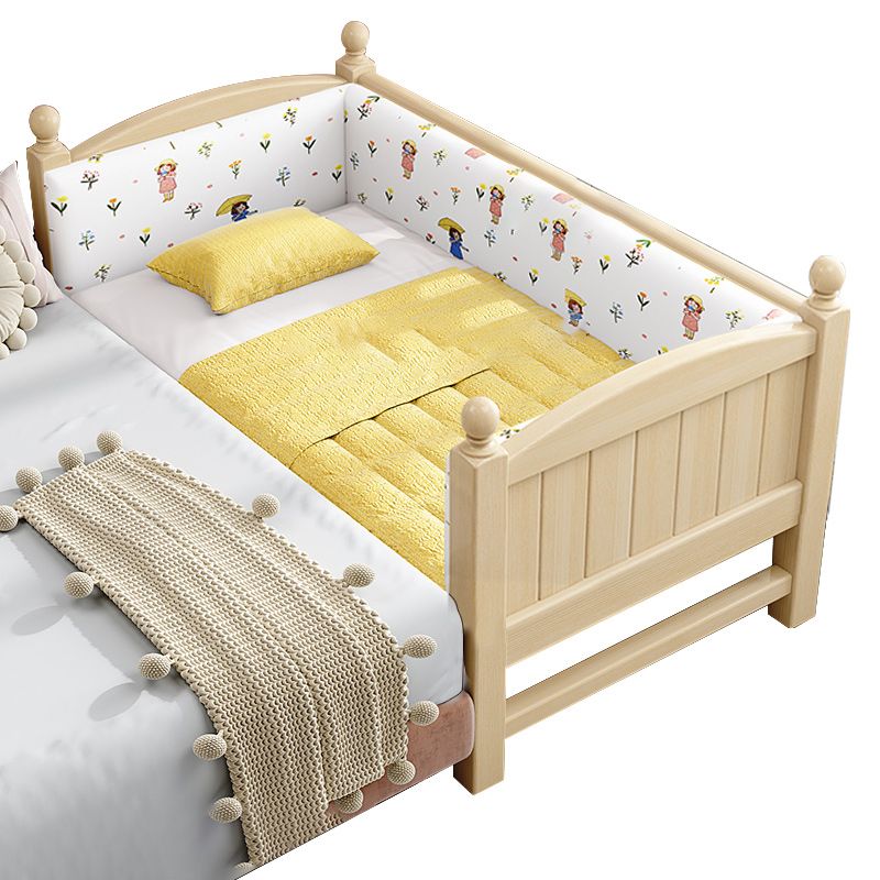 Solid Wood Kids Bed Gender Neutral Toddler Bed with Guardrail