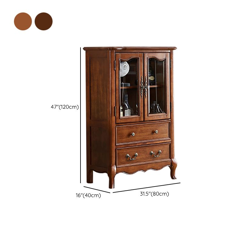 Traditional Display Stand Rubberwood Hutch Cabinet for Living Room