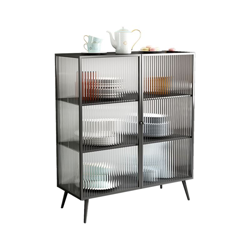 Glass Door Iron Sideboard Modern Server Cabinet with Storage for Dining Room