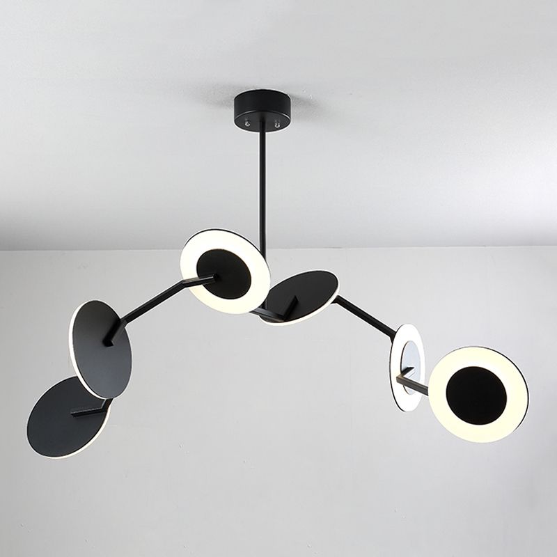 Modern Style Metal Chandelier Light Black Dish Shade Pendant Light for Living Room