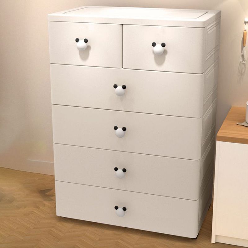 Scandinavian Vertical Kids Nightstand 6 Drawers Plastic Nursery Dresser for Bedroom