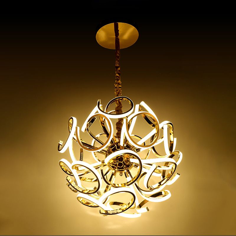 Globe Chandelier Pendant Light Contemporary Acrylic 12/18/24 Lights Gold/Silver Hanging Ceiling Light in White/Warm