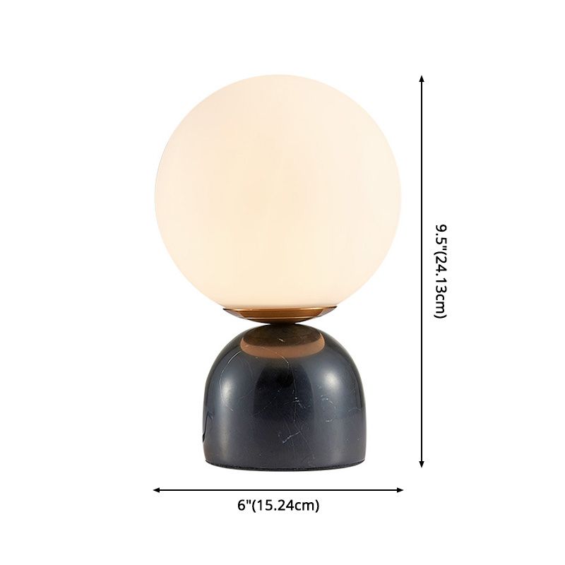 Minimalism Marble Base Mini Table Lamp Nordic Style White Glass Globe Shade Nightstand Light for Bedroom