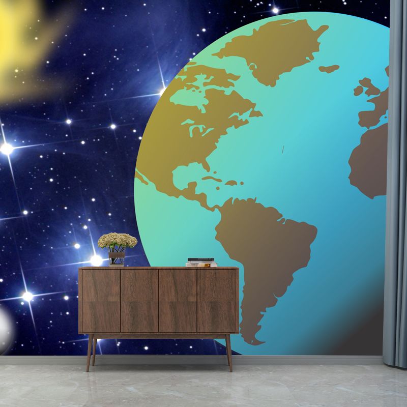 Cosmic Illustration Mural Decal Eco-friendly Wallpaper for Children's Bedroom