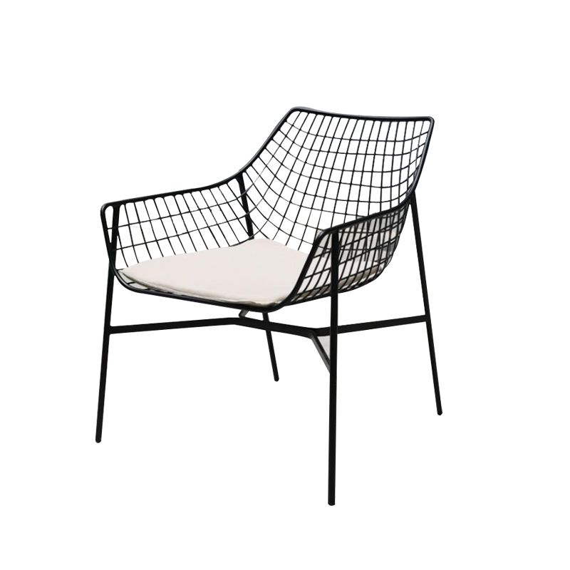 Modern Armless Outdoor Chair Metal Black/White Dining Side Chair