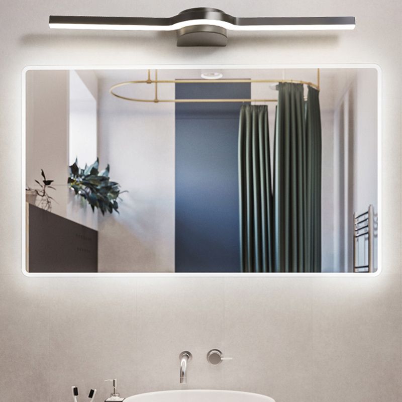 Metal Linear Shape Wall Light Modern 1-Light Mirror Mounted Light Fixture