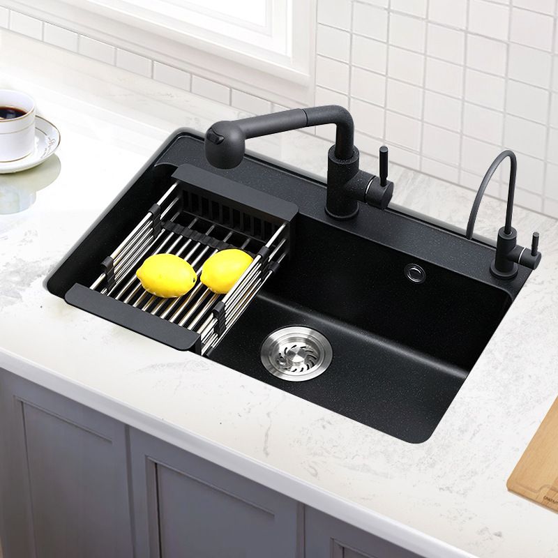 Contemporary Kitchen Sink Retangle Stainless Steel 3 Holes Drop-In Kitchen Sink