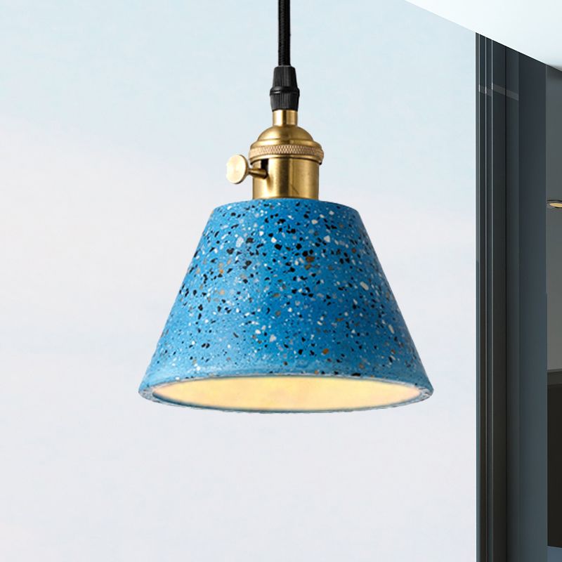 1 lichte hanglampverlichting met kegel betonschaduw in Noordse stijl zwart/blauw/groen hangend licht