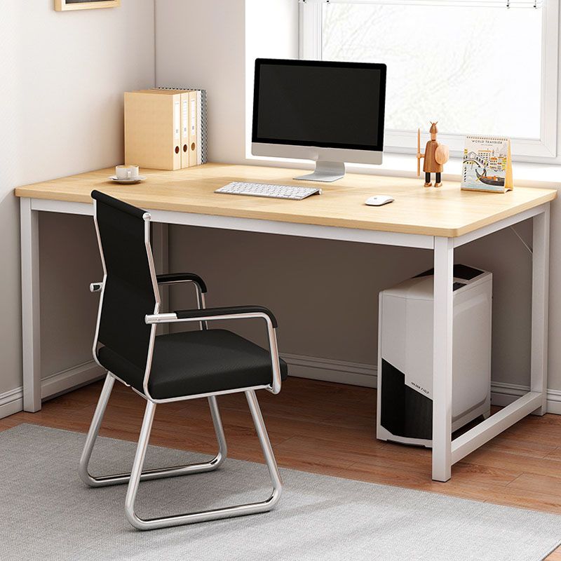 Contemporary Rectangular Computer Desk H-Shape Office Desk with Metal Legs