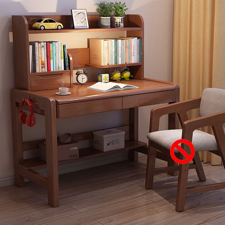 Adjustable Home Kids Desk Wood Writing Desk and Chair with Bookshelf