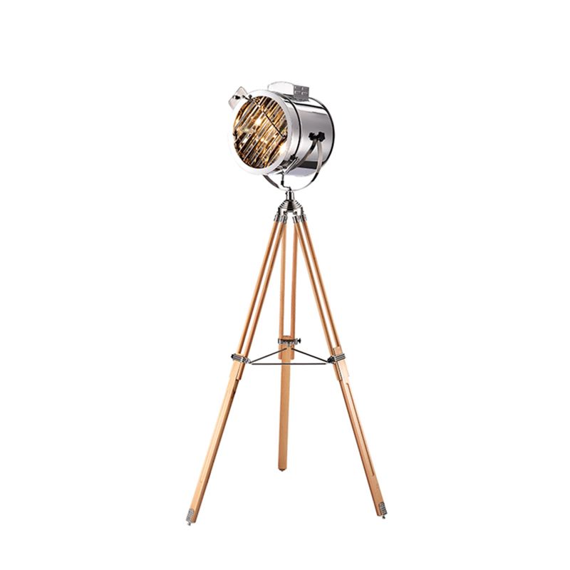 Industrial Tripod Spotlight Floor Lamp 1-Light Stainless Steel Standing Floor Light