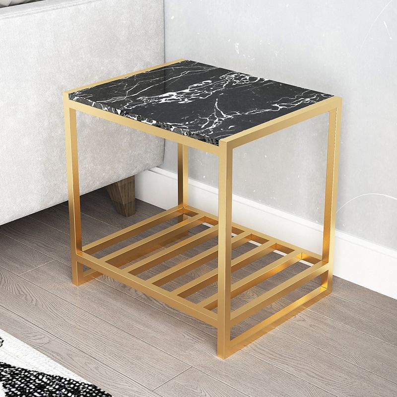 Glam Faux Marble Bedside Cabinet 19.68" Tall Accent Table Nightstand