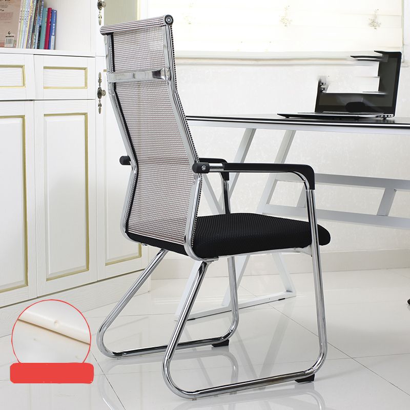 Contemporary Fixed Arms Desk Chair Ergonomic Mid-Back Desk Chair