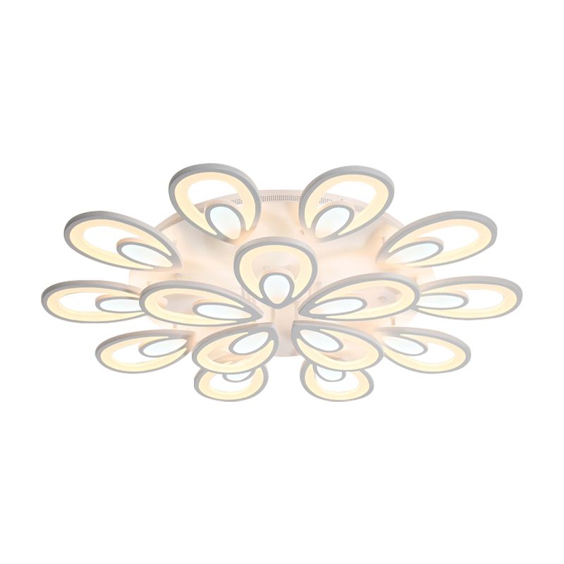 LED Petal Acrylic Flush Mount Light Contemporary 6/12/15 Lights White Ceiling Lighting Fixture in Warm/White/Natural Light