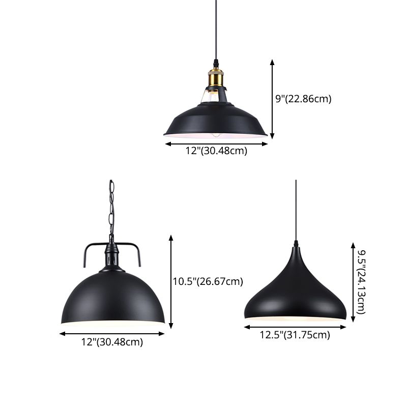 Metal Pendant Lighting Industrial-Style Black Shaded Restaurant Hanging Ceiling Light