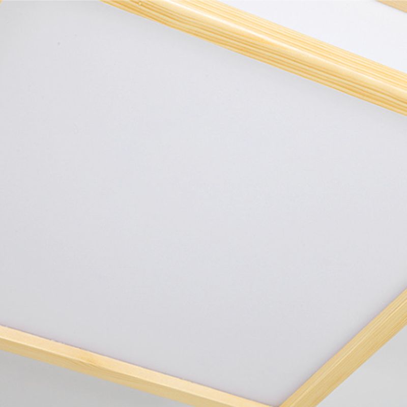 Minimalism Flush Mount Square LED Ceiling Light with Wood for Living Room