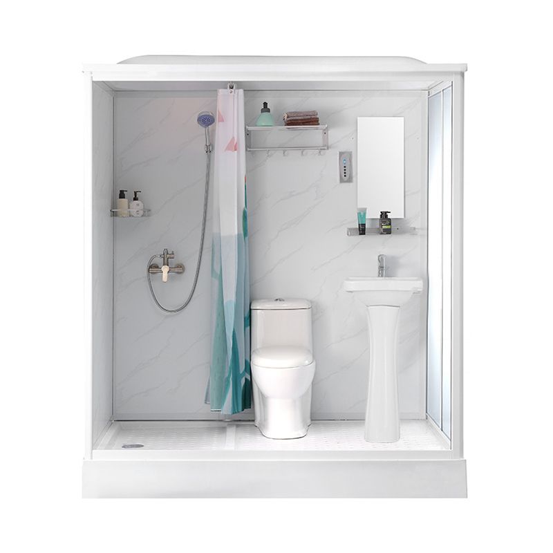 Framed Tempered Glass Shower kit with Base Included Framed Shower Stall in White