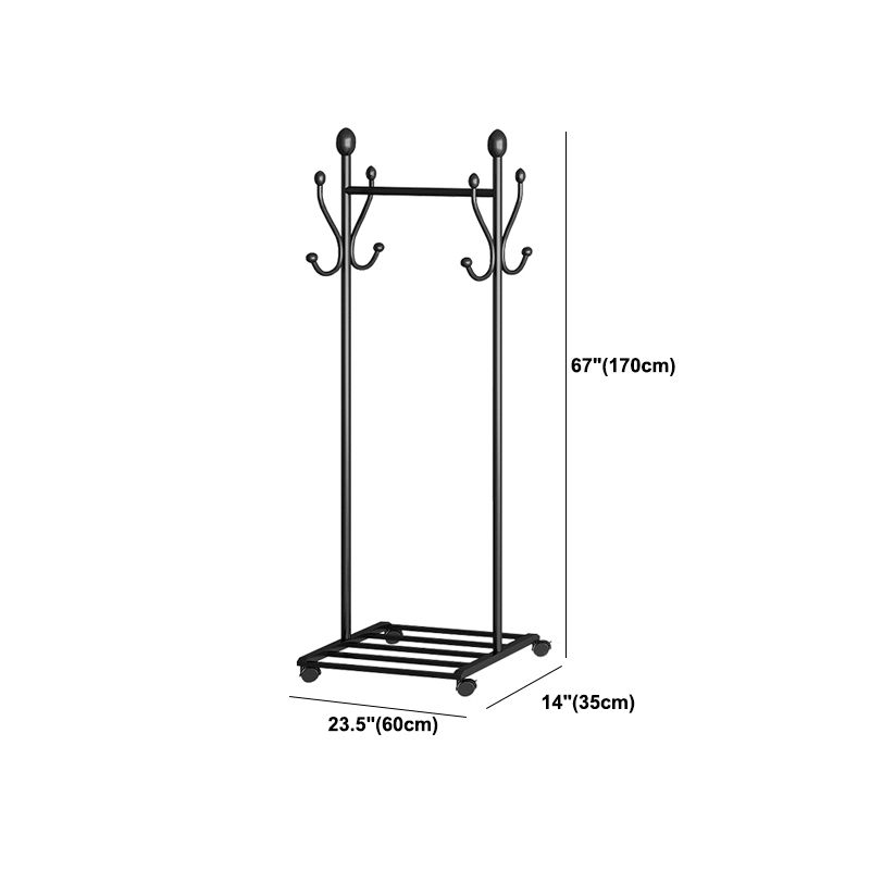 Modern Hall Stand with Hooks and Castors Storage Shelf Coat Hanger