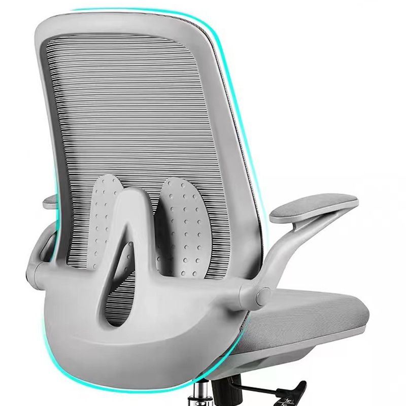 Flip-Up Armrest Chair Microfiber Desk High Back Chair Breathable Air Grid Lumbar Support