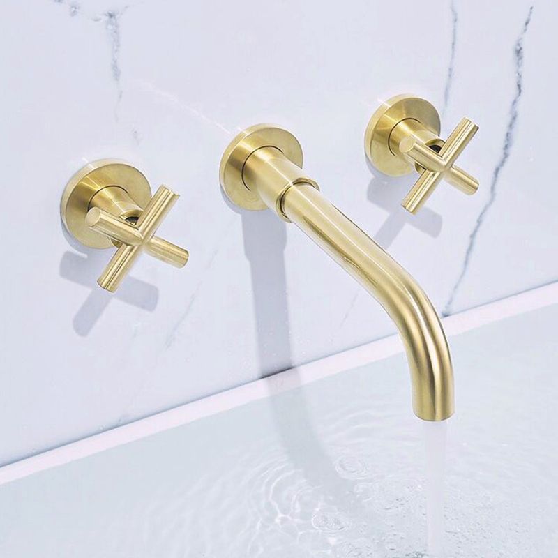 Glam Bathroom Sink Faucet Circular Wall Mounted Bathroom Faucet with Cross Handles