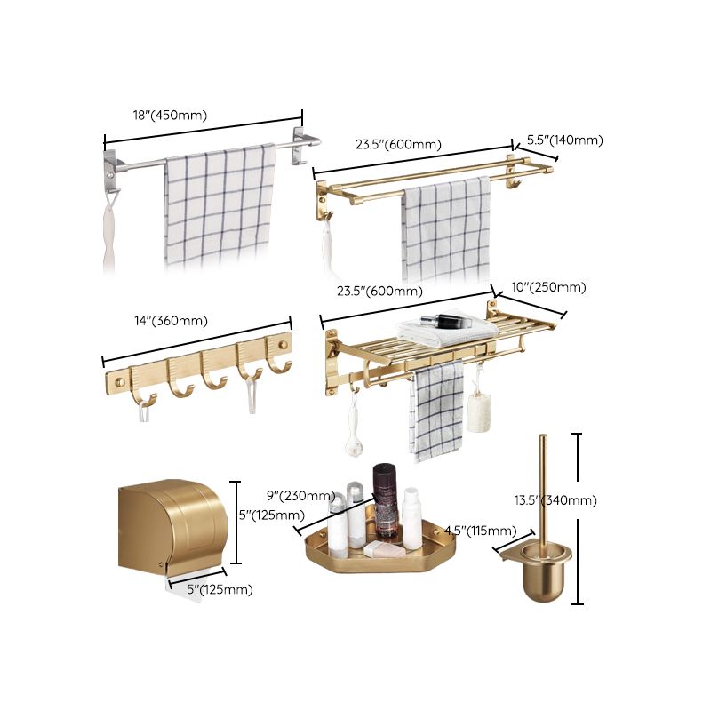 Modern Metal Bathroom Hardware Set Gold Bathroom Accessories Hardware Set