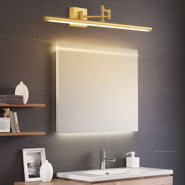 Lámpara de pared LED lineal dorada en moderna luz de pared ajustable de cobre de estilo creativo con sombra acrílica