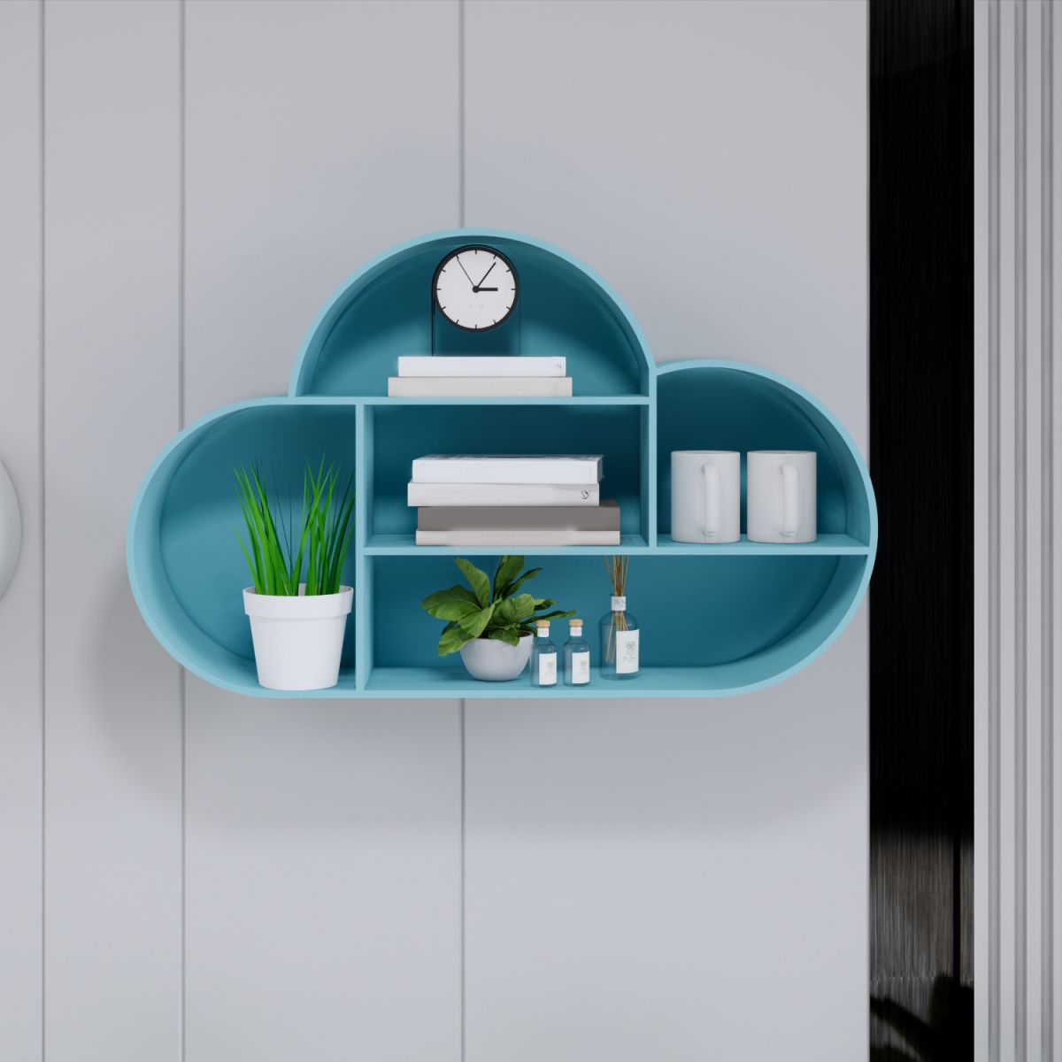 Iron Wall Mounted Book Shelf Cloud-like Book Organizer with Shelf