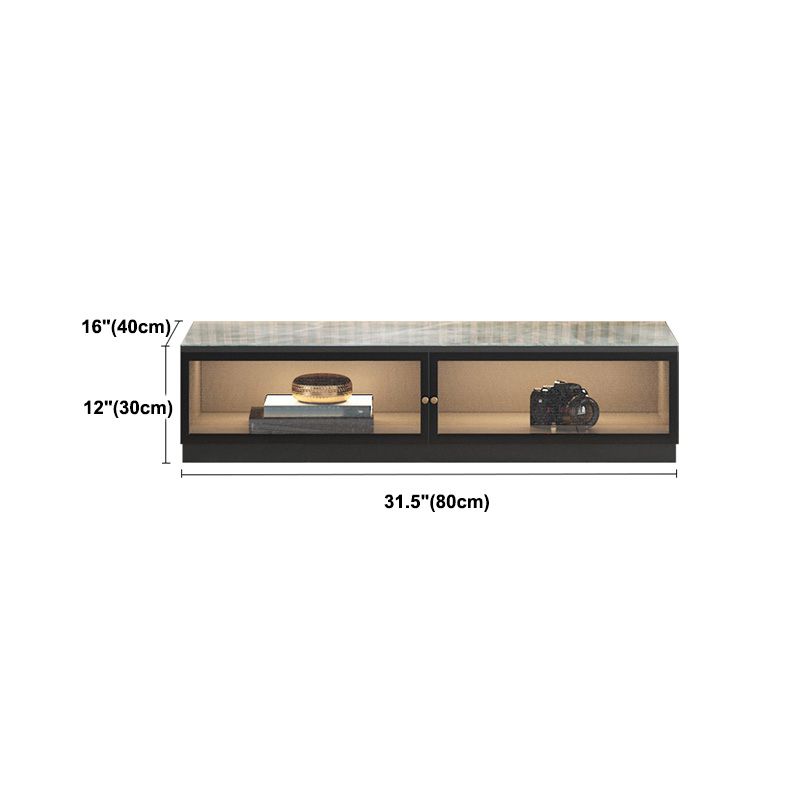 Modern Stone TV Stand Enclosed Storage TV Console in Gray ,31.5"H X 12"W