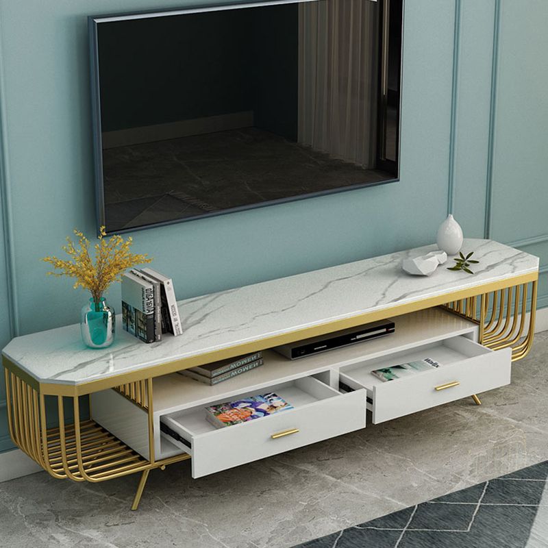 Contemporary TV Media Stand Open Storage TV Console with Drawers