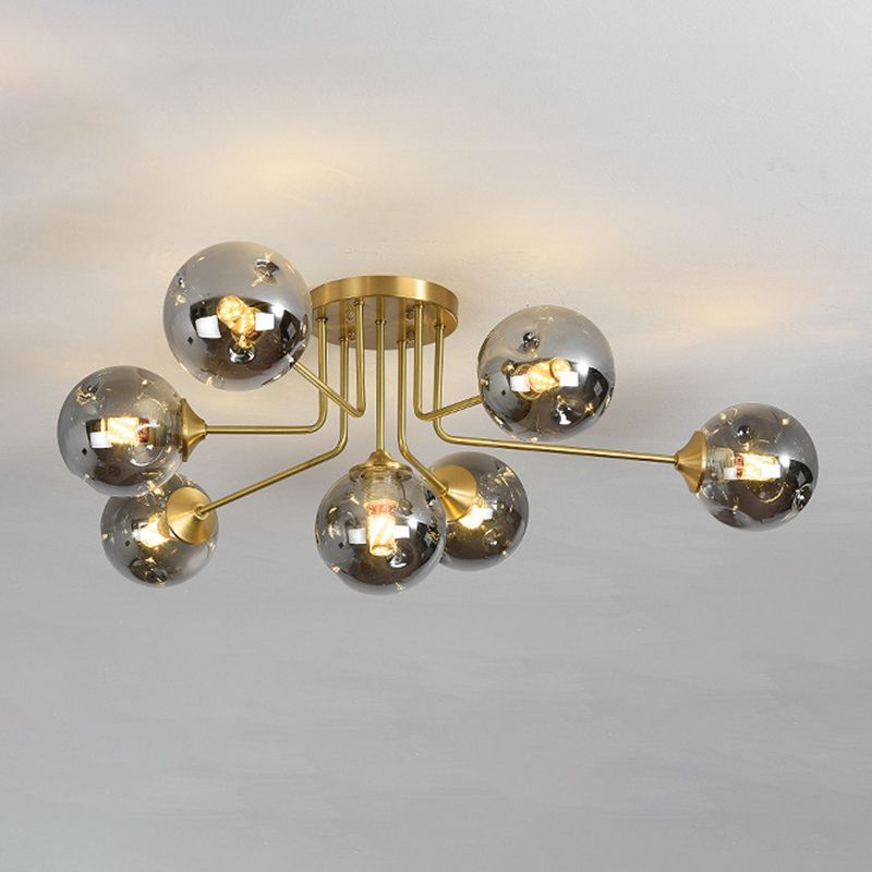 Sputnik Ceiling Lighting Modern Glass Semi Flush Mount for Living Room