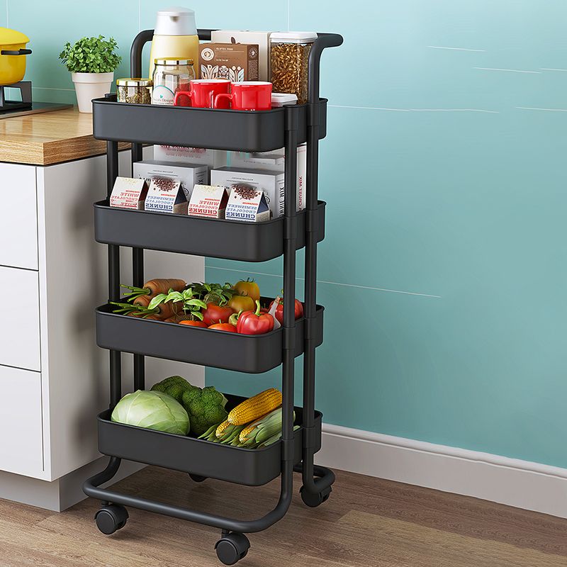 Open Industrial Etagere Bookshelf Steel Frame Plastic Shelf Bookshelf with Caster Wheels