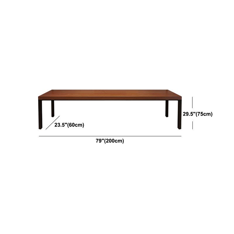 Modern Solid Wood Office Desk Rectangular Home Writing Desk in Brown