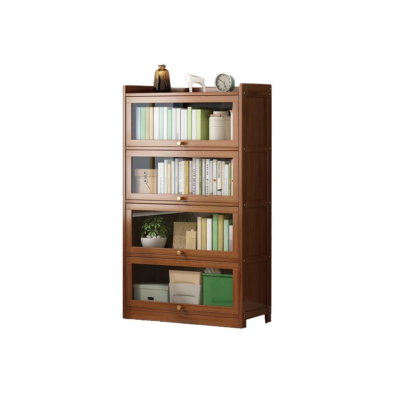 Contemporary Bamboo Bookcase Closed Back Bookshelf with Shelves for Study Room