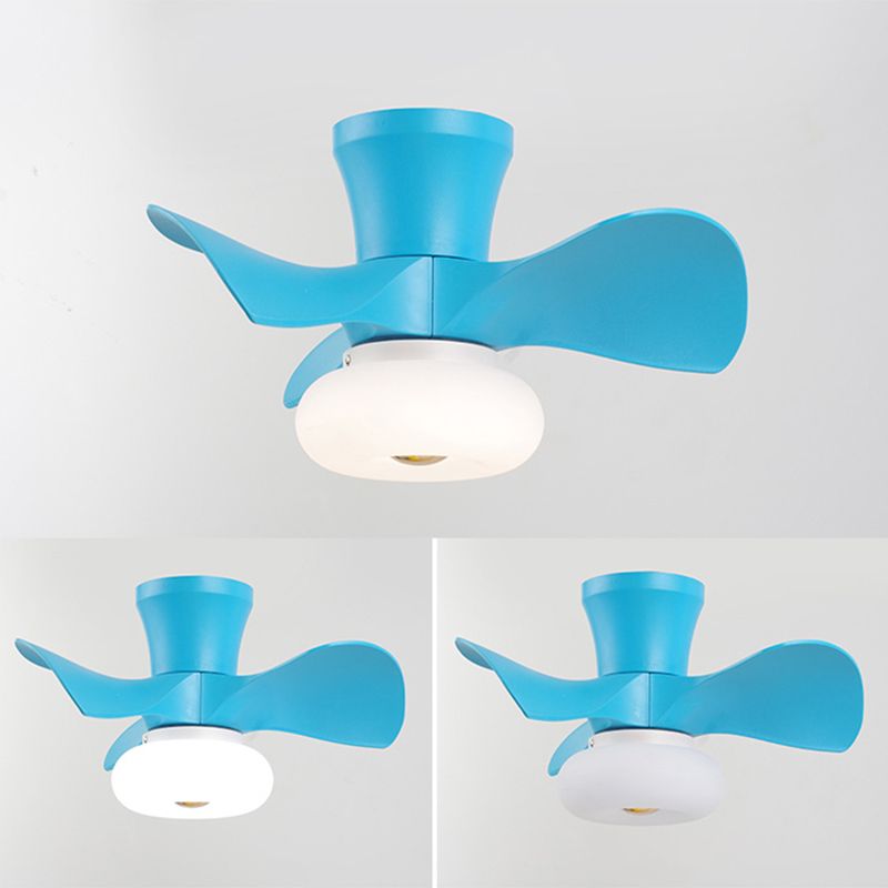 Macaron Round Hanging Fan Light Acrylic Kids Bedroom LED Semi Flush Mount