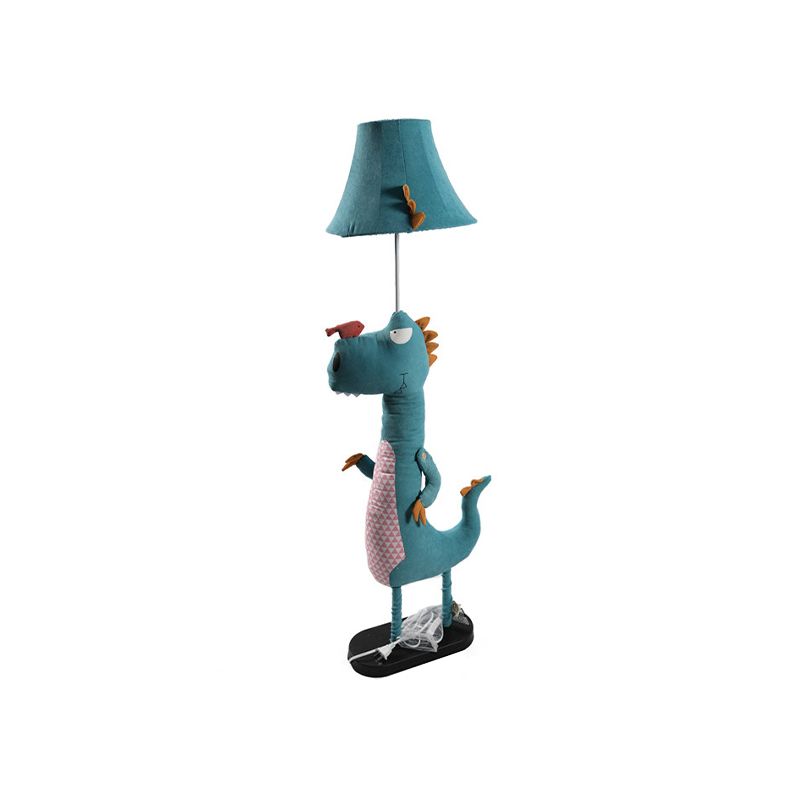 Blau weicher Dinosaurier Stöbe Lampe Cartoon 1 Glühbirne Stoff Stand Up Lampe mit ausgestattetem Schatten