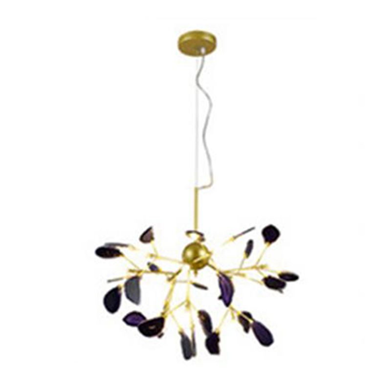 Sputnik Firefly LED Ceiling Lighting Artistic Agate Living Room Chandelier Light in Gold