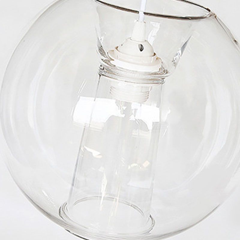 Bedroom Simple One Bulb Hanging Light Kit Globe Lucency Glass Pendant Lamp