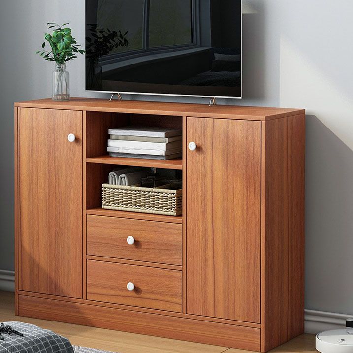 Contemporary TV Stand Console Wooden TV Stand with Drawers and Doors , 12" D X 31.5" H