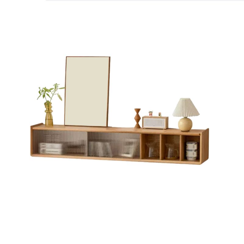 Glam Wall Mount TV Stand Console with Solid Wood Shelf for Living Room