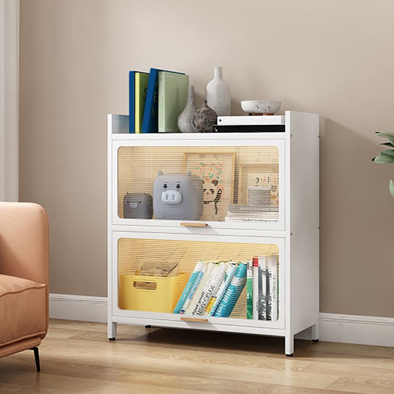 Glam Engineered Wood Bookcase White Standard Shelf with Door