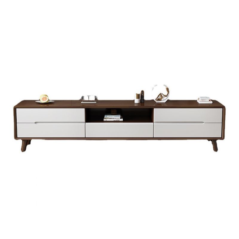 Contemporary Wood TV Stand Console Open Storage TV Media Stand for Living Room