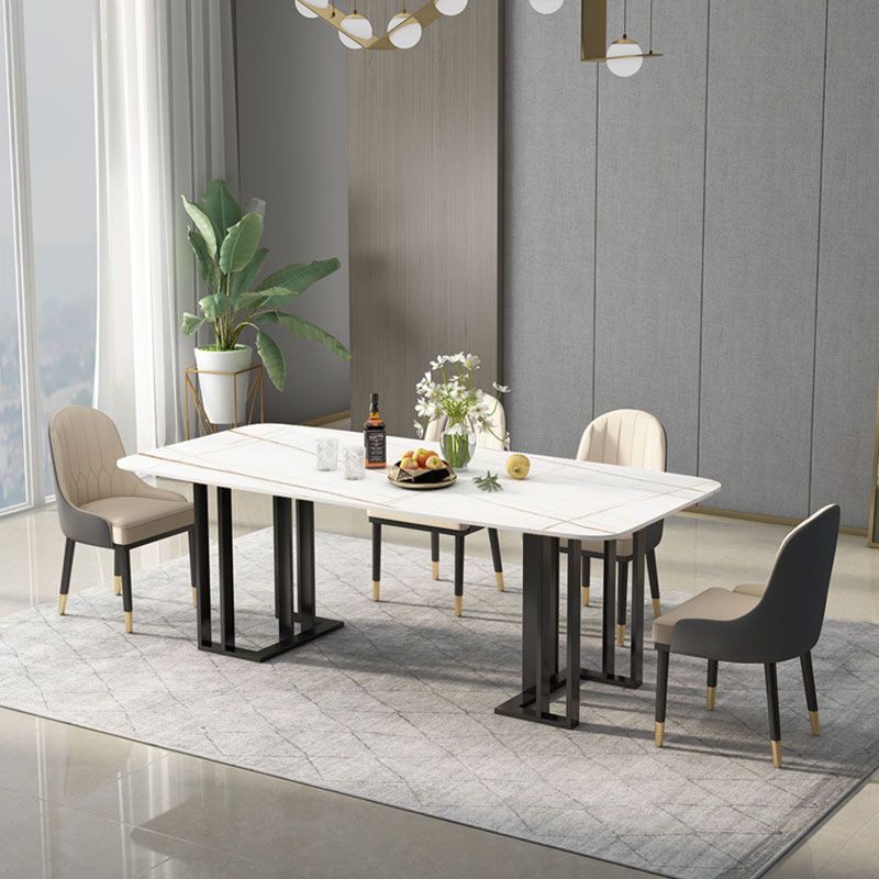 Traditional Luxury Dining Table White and Black Marble Rectangle Dining Table for Home