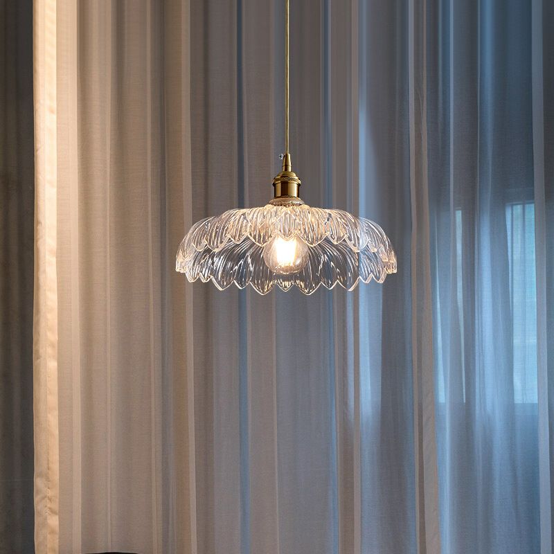 Industrial Hanging Ceiling Light Glass 1-Light Pendant Light for Bedroom