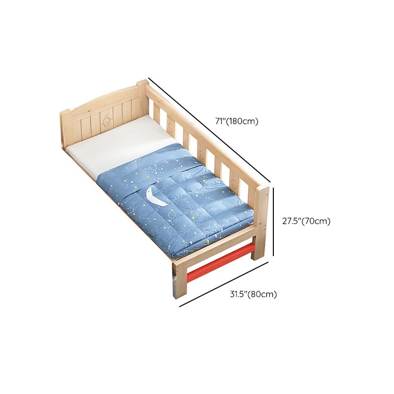 Modern Solid Wood Standard Bed Open-Frame Kids Bed with Guardrail